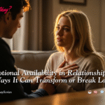 Emotional availability in relationships – couple sharing vulnerable moment in warm golden hour light