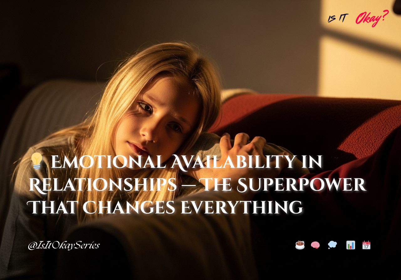 Emotional availability in relationships — woman listening with openness and vulnerability in warm golden-hour light